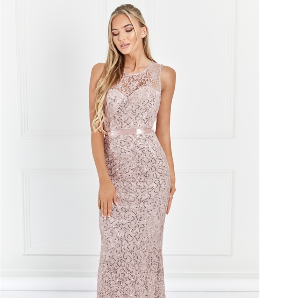 Amaris Nude Bridesmaid Lace Dress